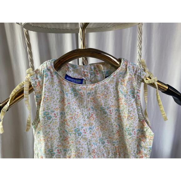 Oh Kosh B' Gosh Dress Retro Cotton Yellow Floral Contrast Hem Sleeve Bows Size 4 - Picture 7 of 8